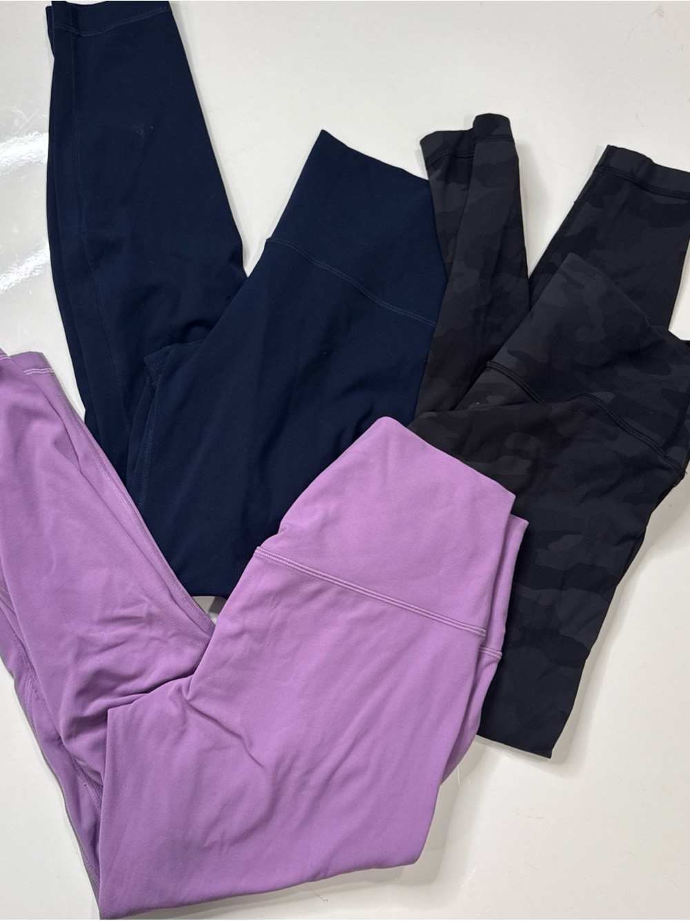 Lot of 3 Lululemon Align Leggings Camo, blue  & Purple Size 10 A040526